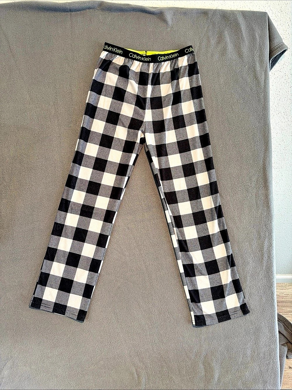 Calvin Klein Super Soft Brushed Micro Pajama Pant Checkered Straight Leg Pants
